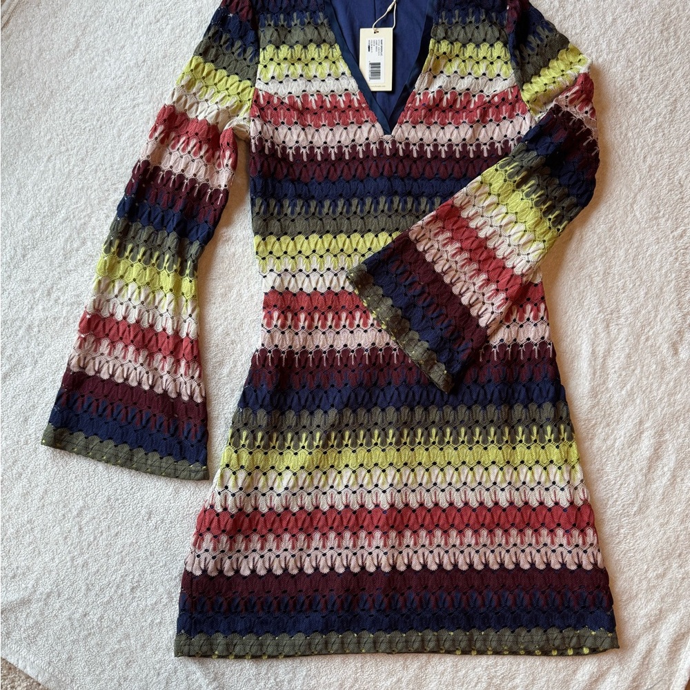 NWT Multicolor Knit Dress with Bell Sleeves